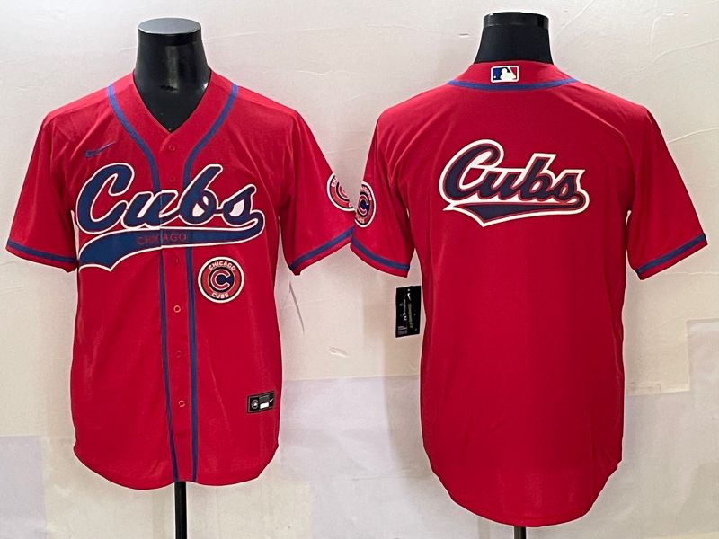 Men 2025 Chicago Cubs Blank Red Joint Name Nike MLB Jersey style 10->chicago cubs->MLB Jersey